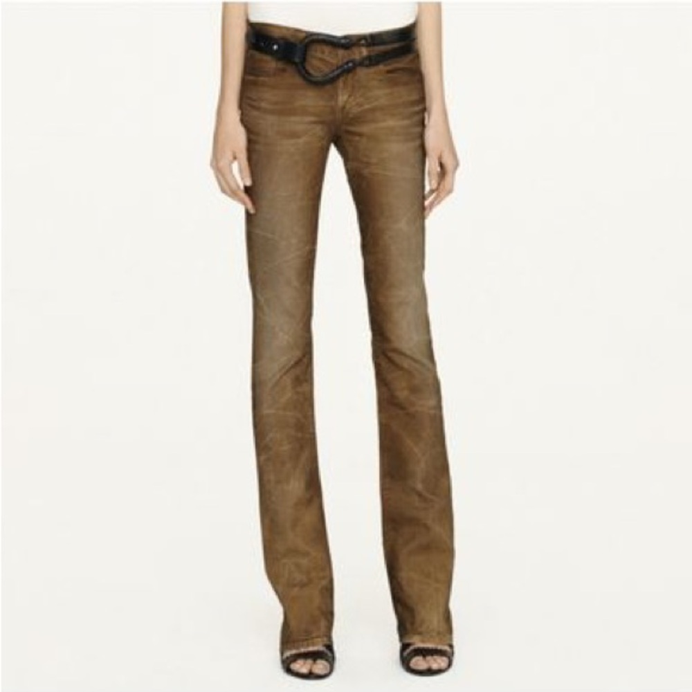 Ralph Lauren 109 Canyon Brown Boot Cut Denim sz 28 Tie Dyed Tall Long Breezy